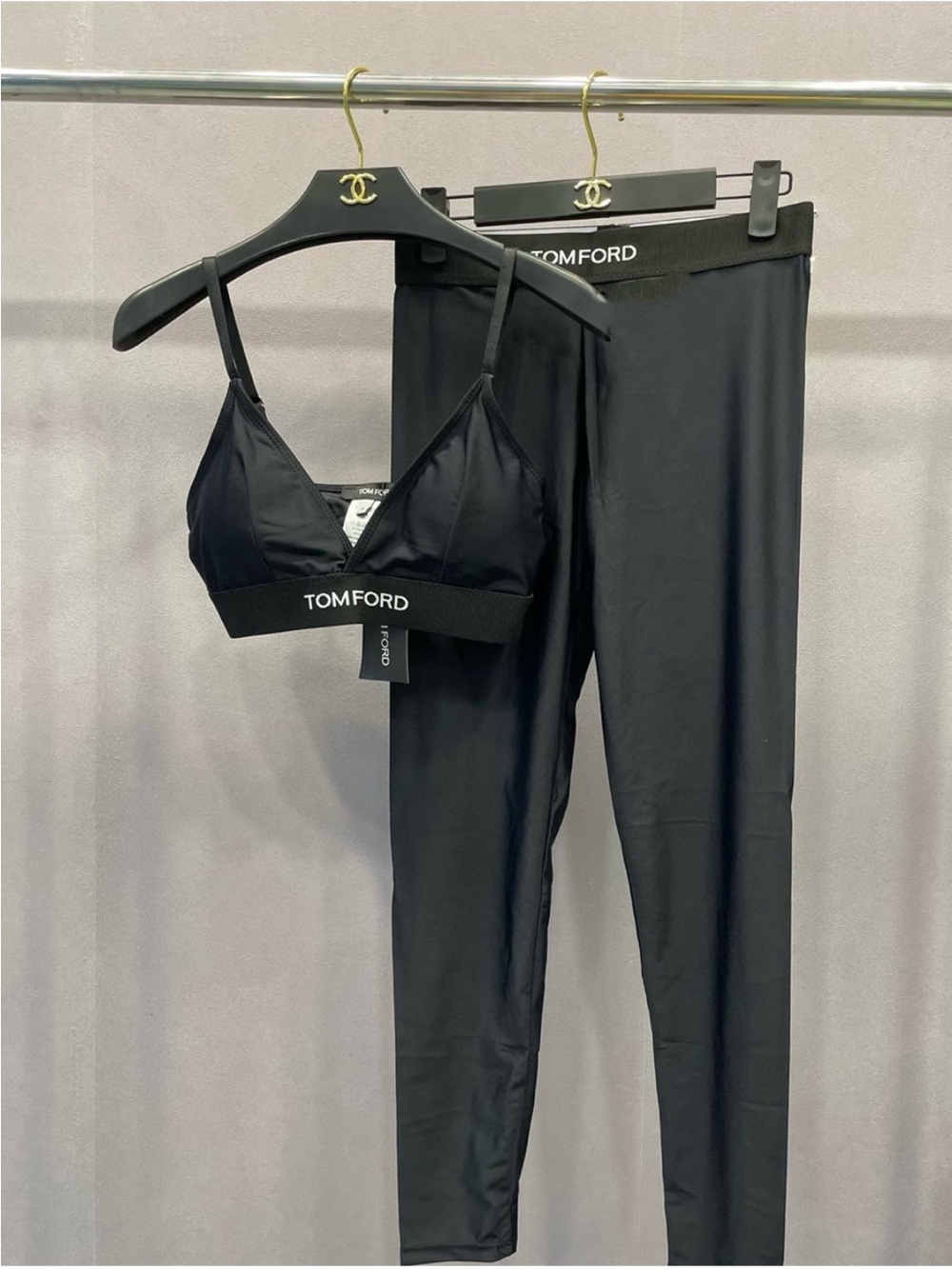 Tom Ford Black Bralette & High-Rise Leggings Set